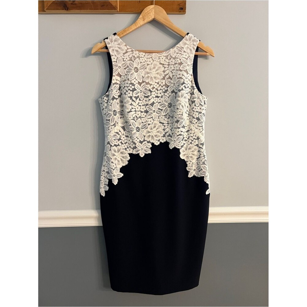 Lauren Ralph Lauren Sleeveless Floral Lace Overlay Sheath Dress 10P Petite